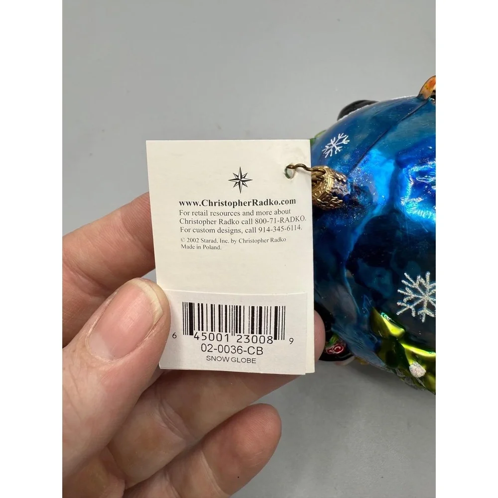 Christopher Radko Blown Glass Ornament "Snow Globe" snowman Winter new with tag - Picture 5 of 5